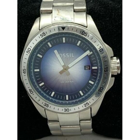 Fossil AM4369 Men's Watch Blue Dial Stainless Steel Silver 40mm Case Quartz D725 - Picture 1 of 9